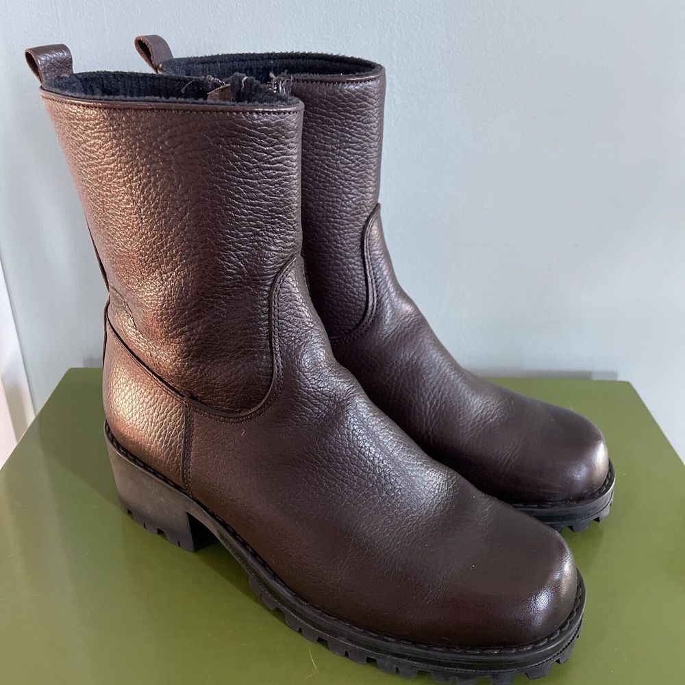 SANTANA Canada 955 Brown Leather Ankle Boots Size 8 Women's 39 Made in Italy
